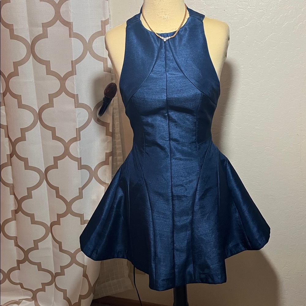 Keepsake Elegant Blue Halter Dress